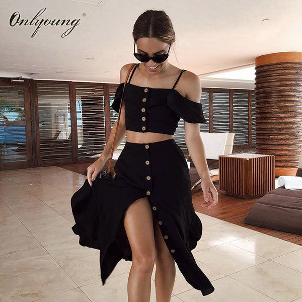 black 2 piece skirt and top