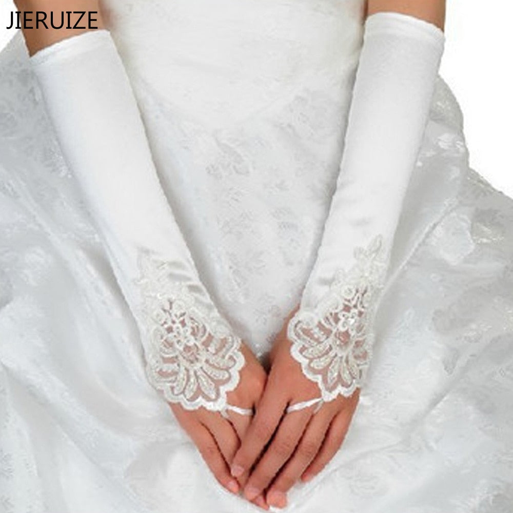 satin bridal gloves