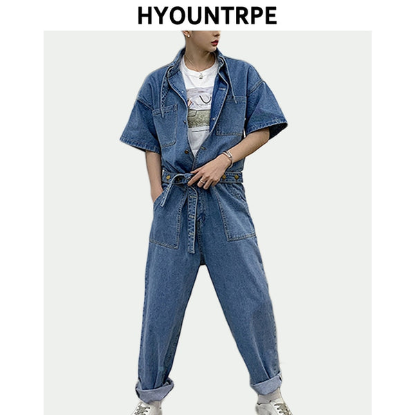 mens denim one piece jumpsuit