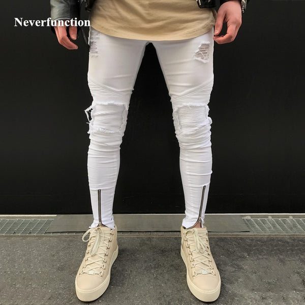 mens ripped ankle jeans