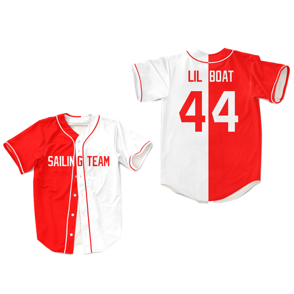 red and white baseball jersey