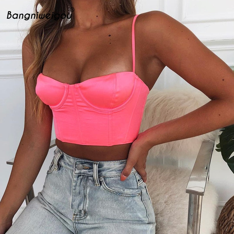 neon satin top