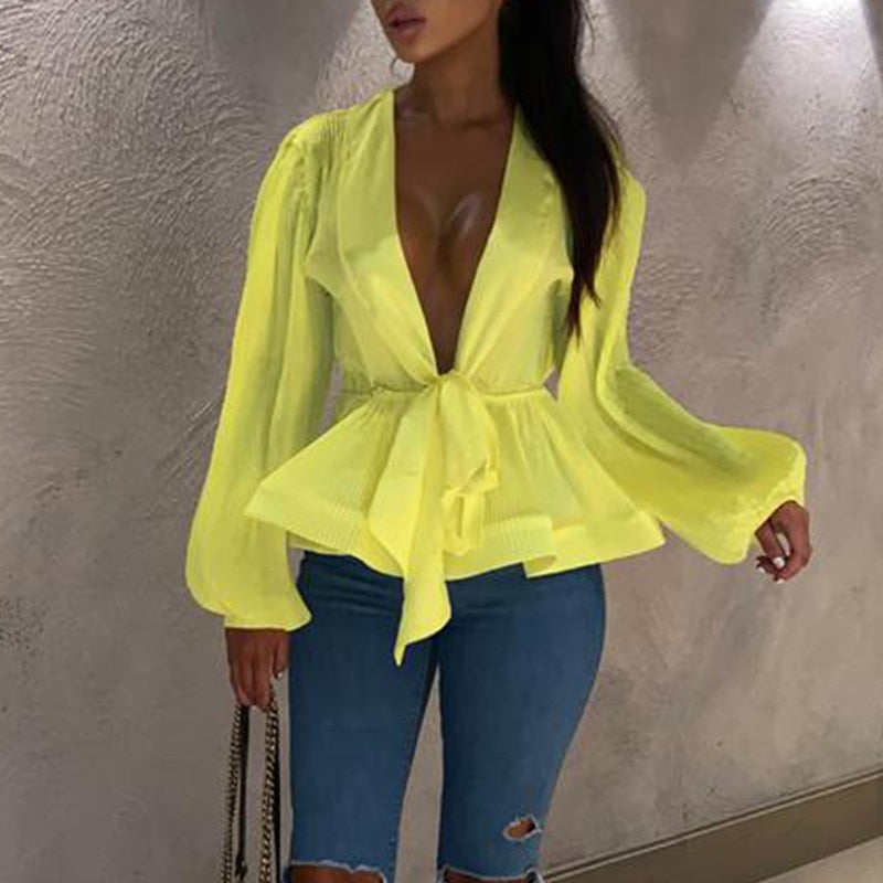 yellow peplum blouse