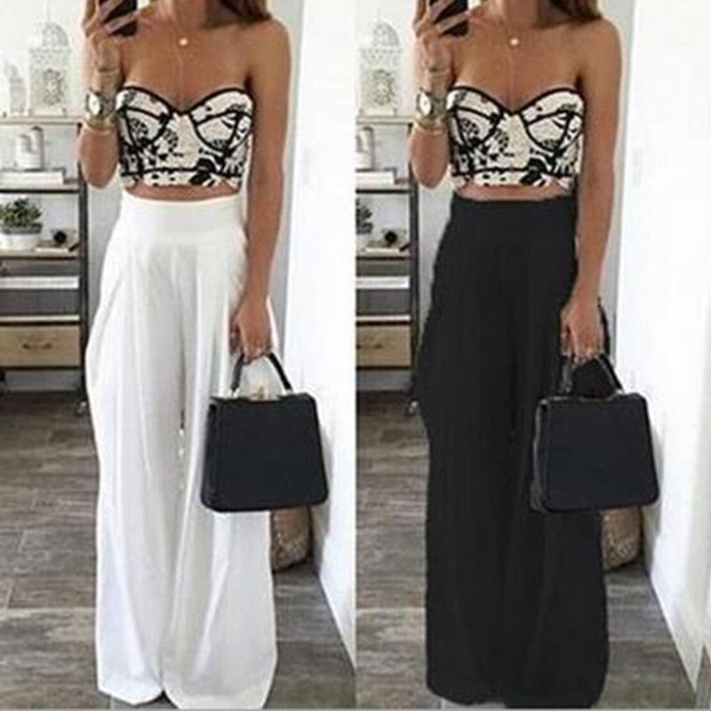 black high waisted wide leg pants outfit