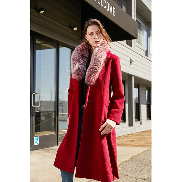 wool coat with fox fur collar