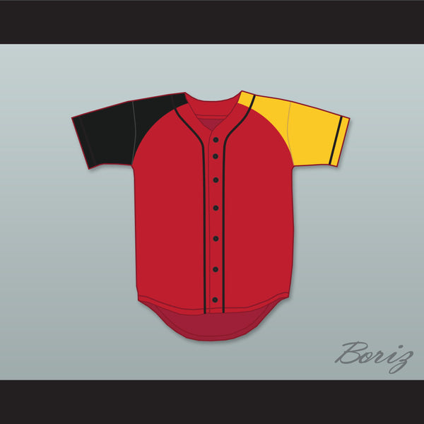 red and yellow baseball jersey