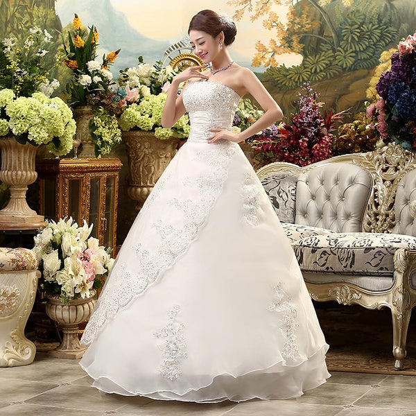 Fansmile Cheap Lace Up Strapless Wedding Dress 2019 Robe De Mariee Vintage Vestidos Plus Size Ball Gown Free Shipping Fsm 042f