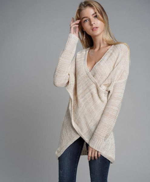 criss cross wrap front sweater