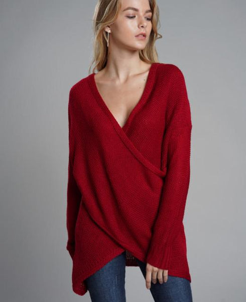 criss cross wrap front sweater