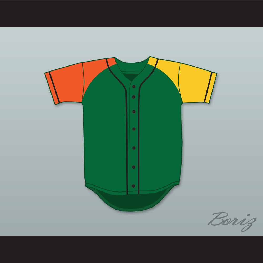 green and orange baseball jersey