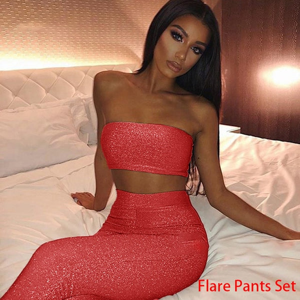 red sequin 2 piece set