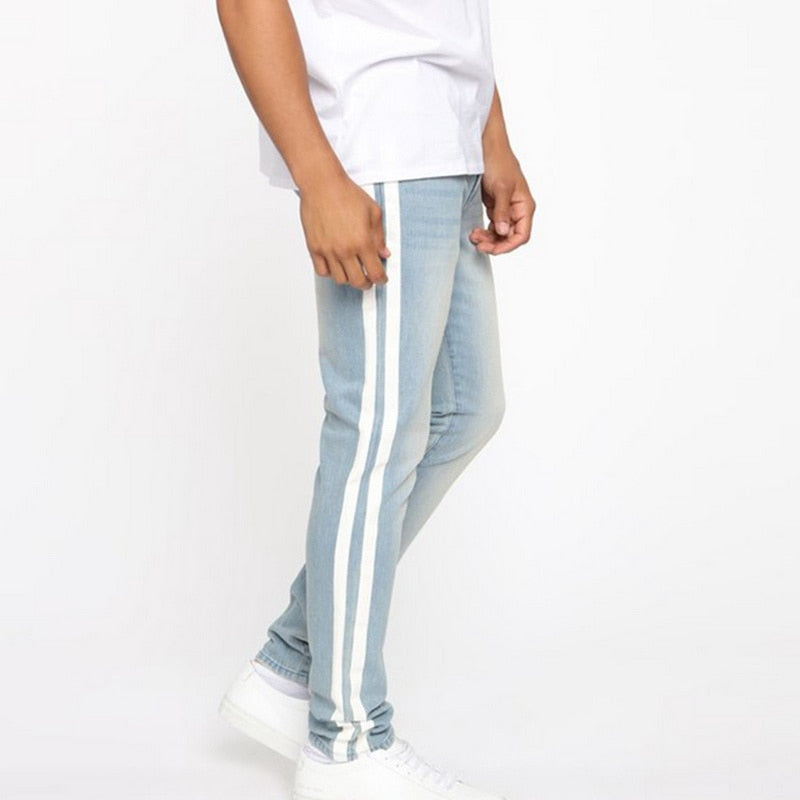 side stripe skinny jeans mens