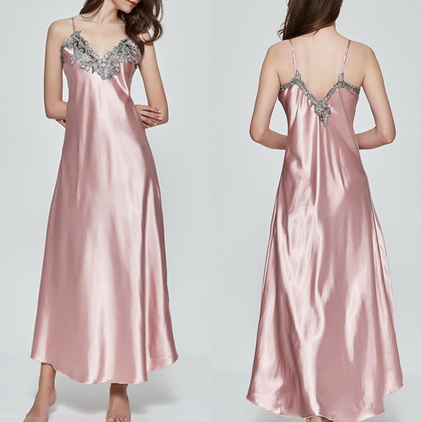 womens long silky nightgowns