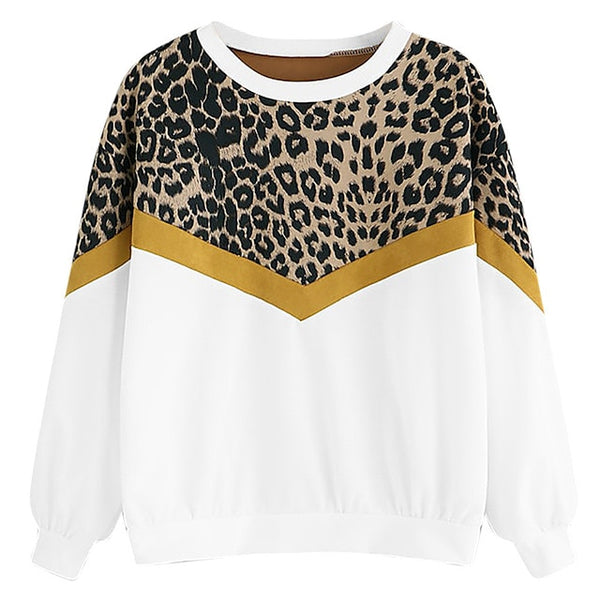 leopard panel drop shoulder sweatshirt