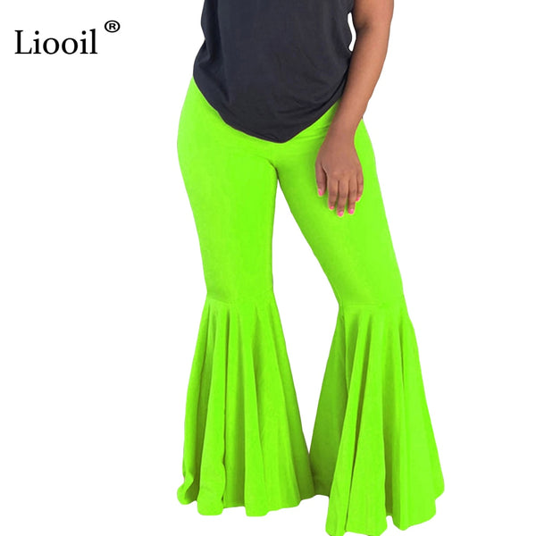 neon green flare pants