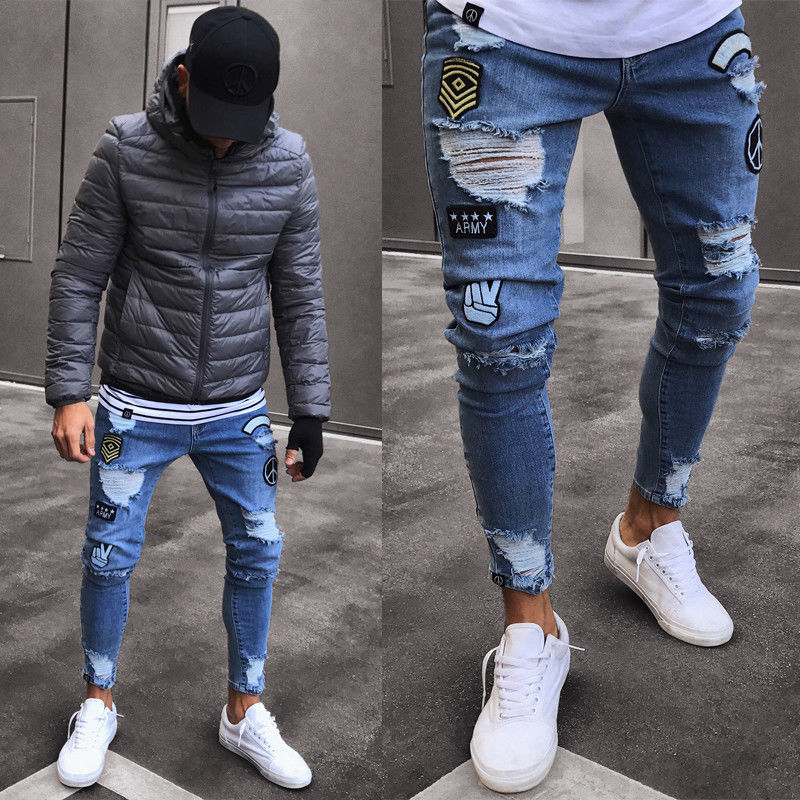 ripped denim pants mens