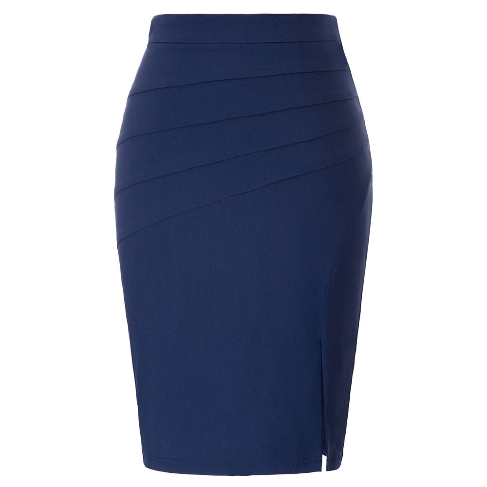 navy business skirt