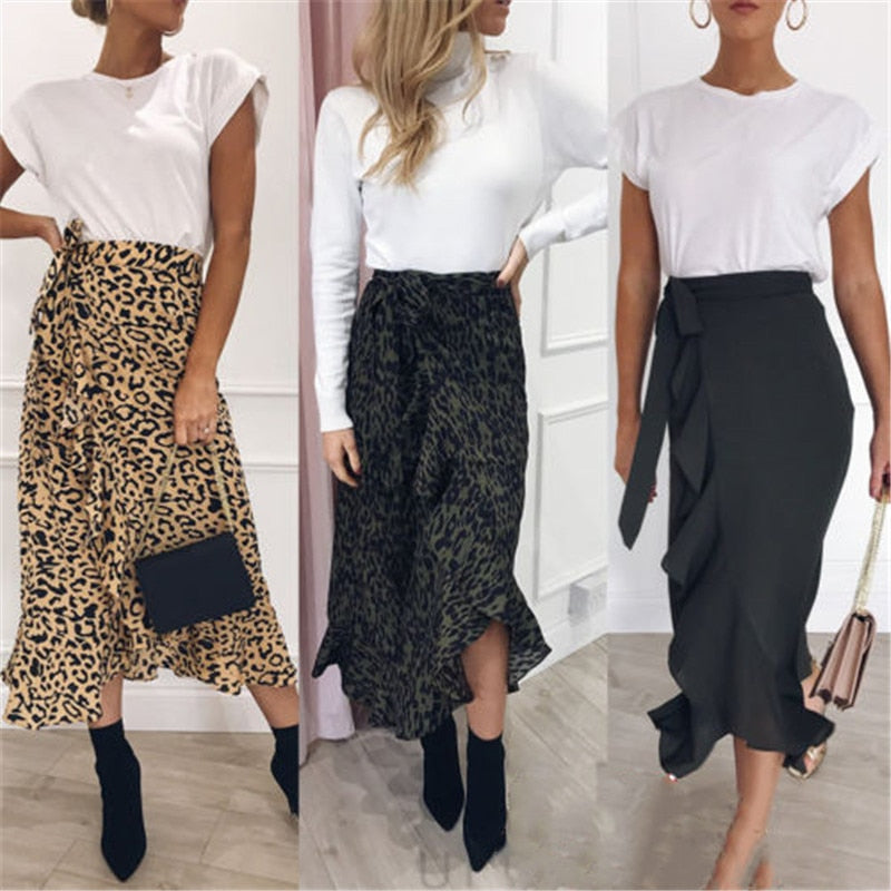 animal print long skirts