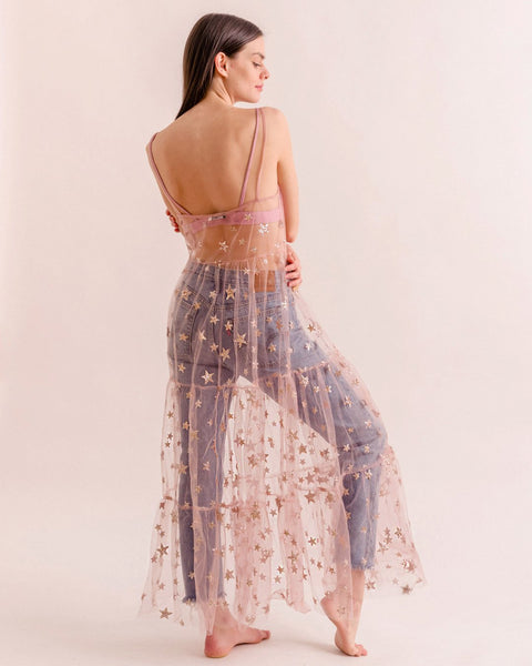 sheer star maxi dress