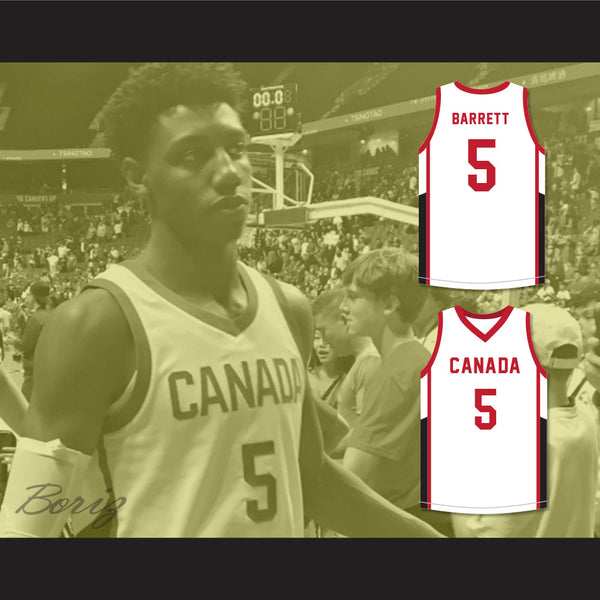 R.J. Barrett 5 Canada White Basketball 