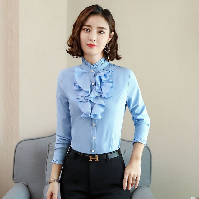 formal white blouses with ruffles