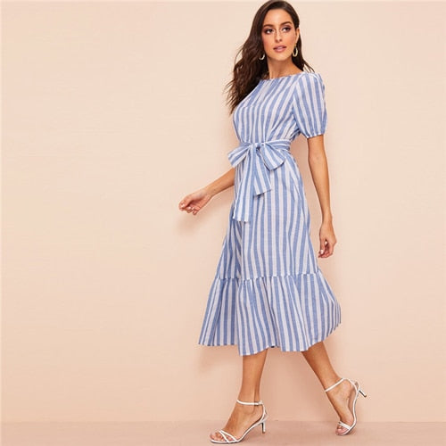 casual striped maxi dress