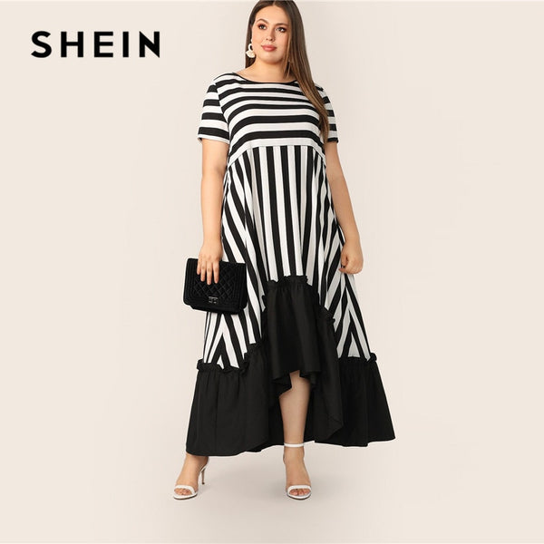 shein black and white striped dress