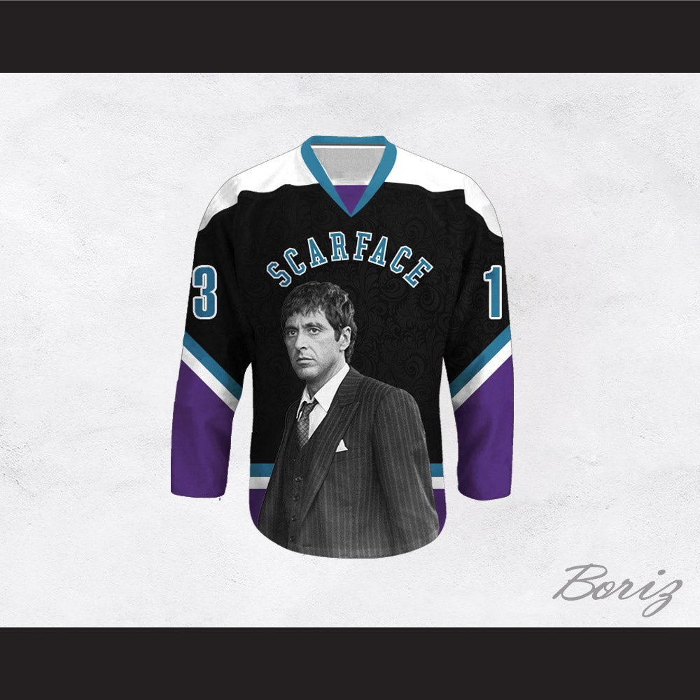 black and purple hockey jersey