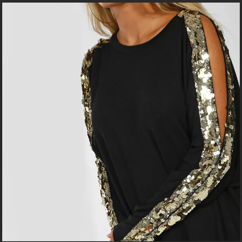 black and red sequin top