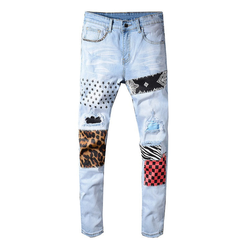 men's leopard jeans