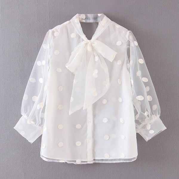 mesh blouse white