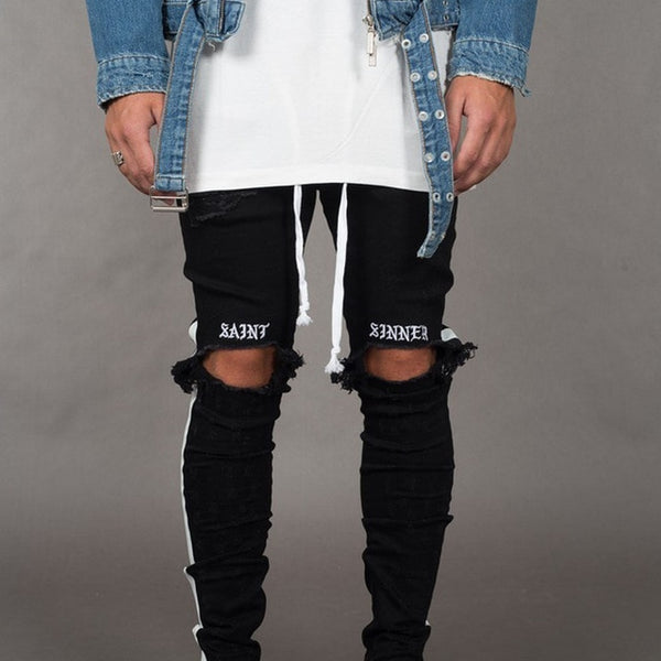 ripped jeans knee high boots