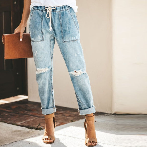 high waisted slim boyfriend jeans