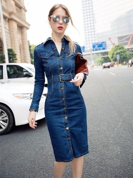 knee length jean dress