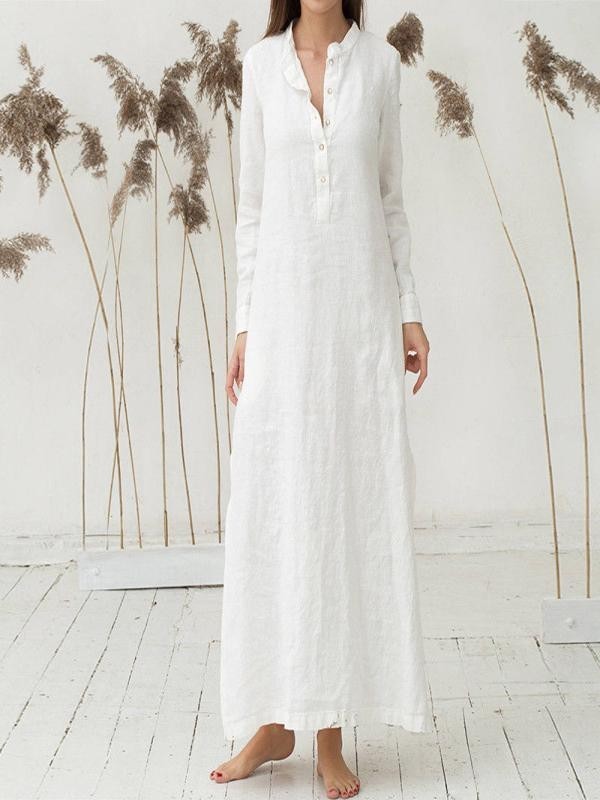 plain white long sleeve maxi dress