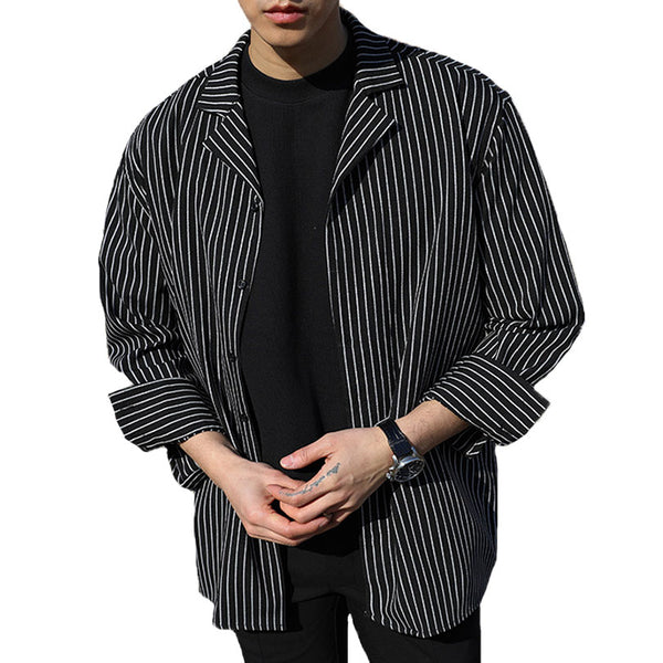 black and white striped shirt mens outfit