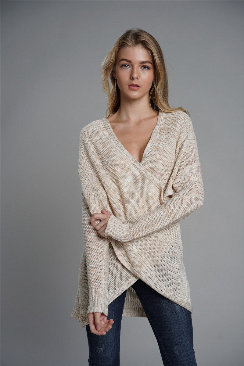 criss cross wrap front sweater