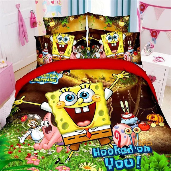 New 3d Spongebob Boys Twin Single Size Bedding Set Of Duvet Cover Bed Sheet Pillow Case