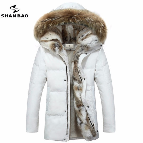 white down jacket with fur hood