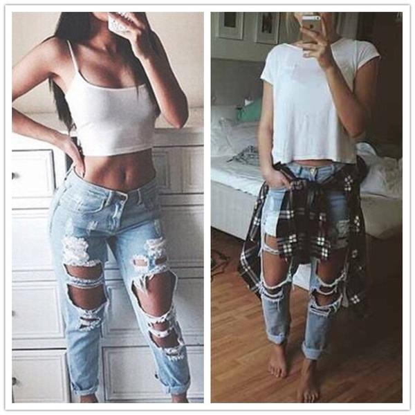 ripped long jeans