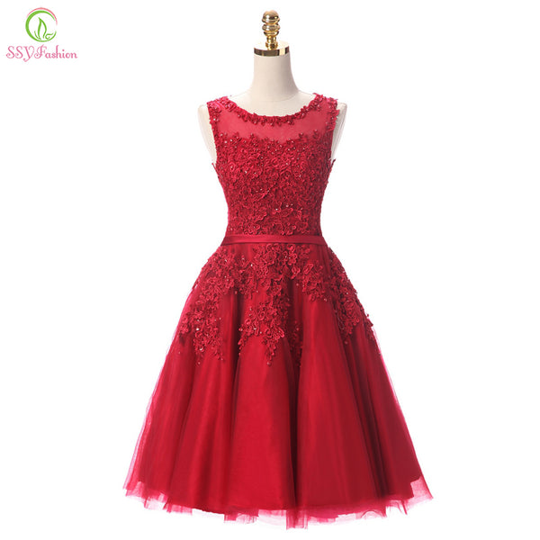 wine red short bridesmaid dresses