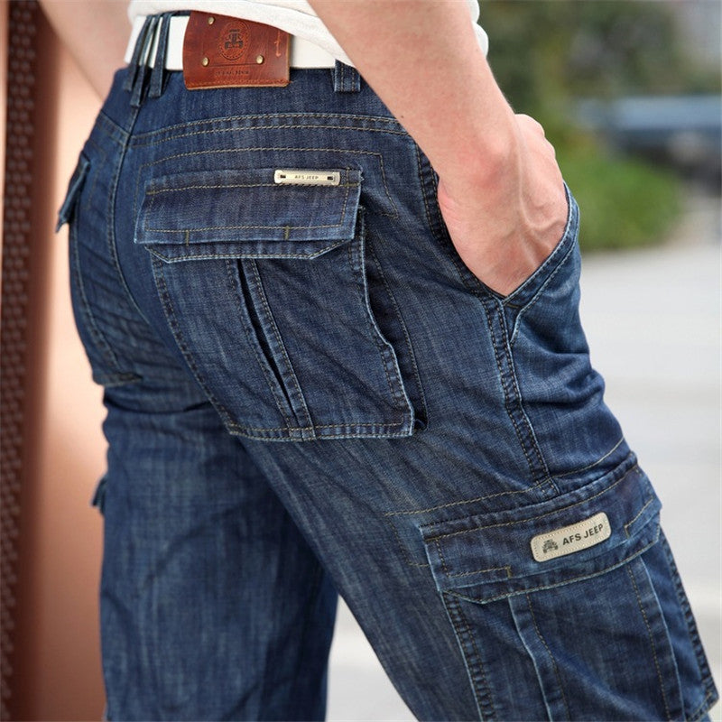 mens multi pocket jeans