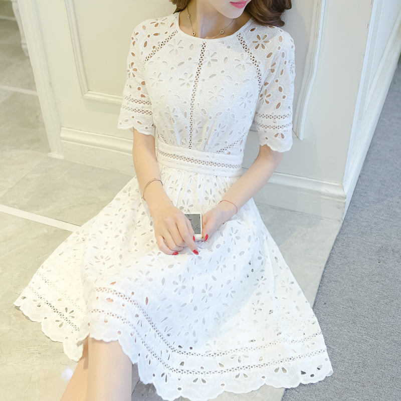 white embroidered summer dress