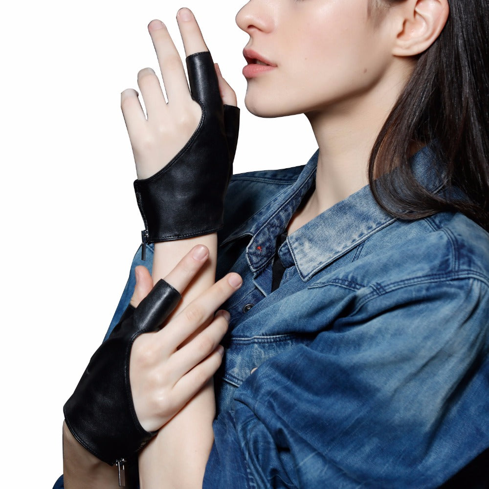 fingerless leather gloves fashion