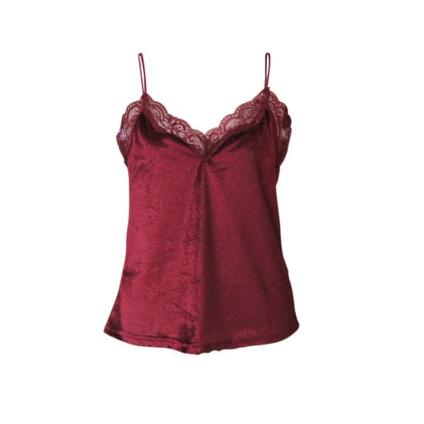 red satin camisole tops