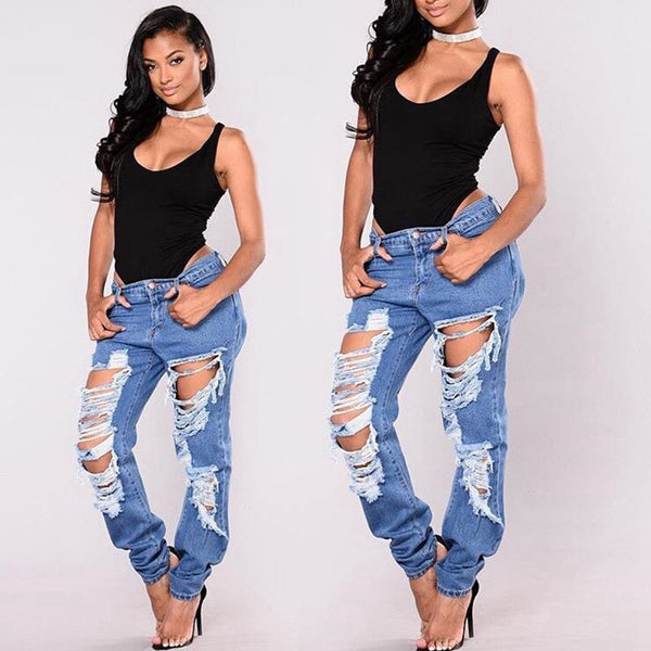 loose ripped jeans women