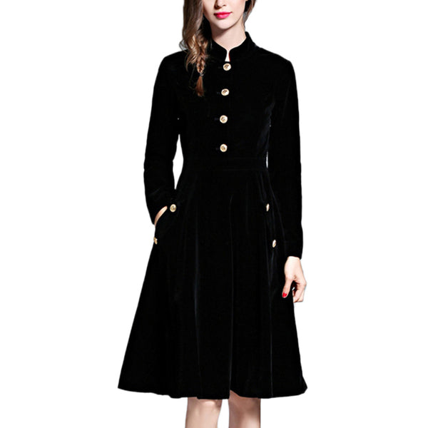 womens black velvet dress