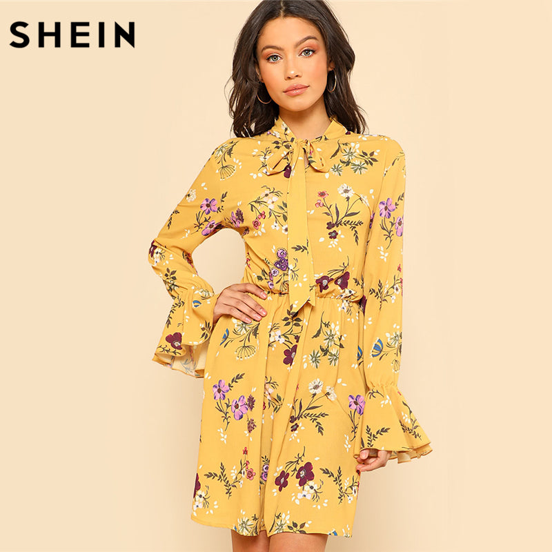 shein yellow dresses