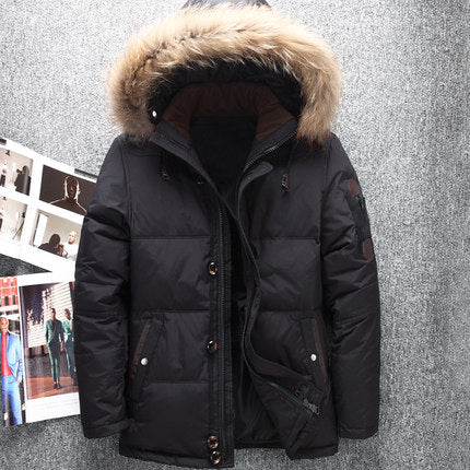 long down coat with real fur hood