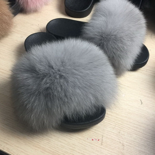 real fox fur sliders